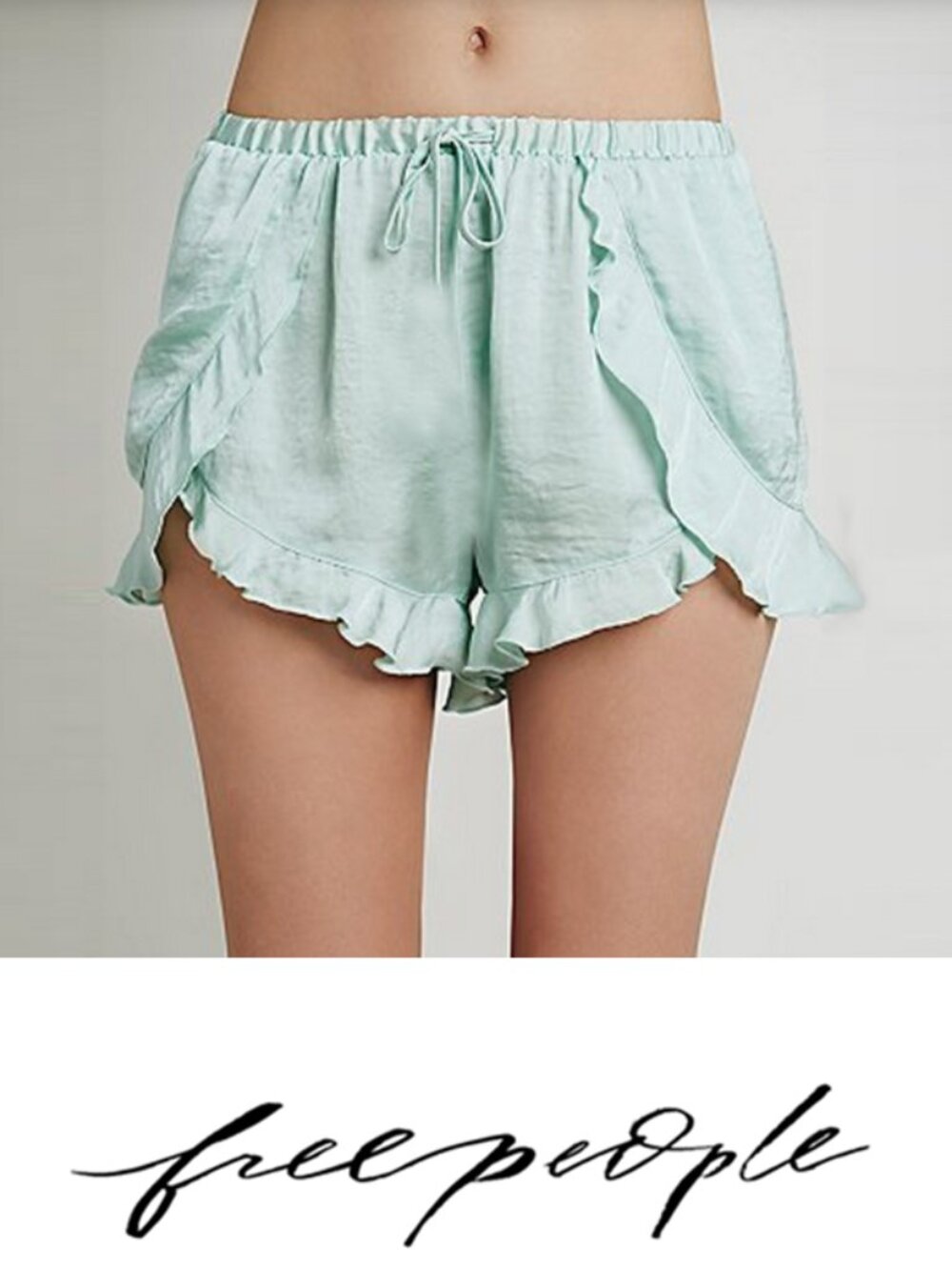 Free People Green‎ Ruffle Petal Drawstring Shorts Size Small